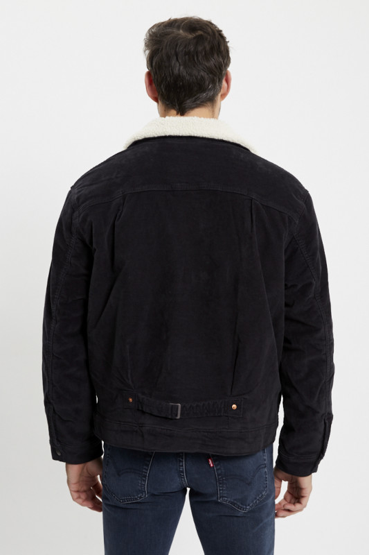 Veste trucker type 1 sherpa en velours noir levi's