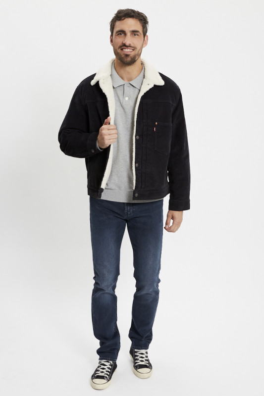 Veste trucker type 1 sherpa en velours noir homme Levi's