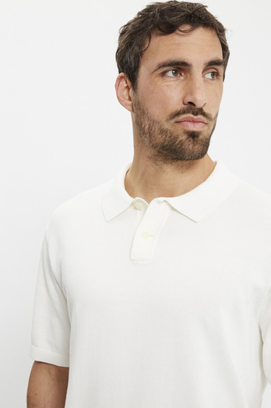 Polo manches courtes blanc homme