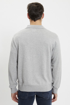 Polo classique manches longues gris