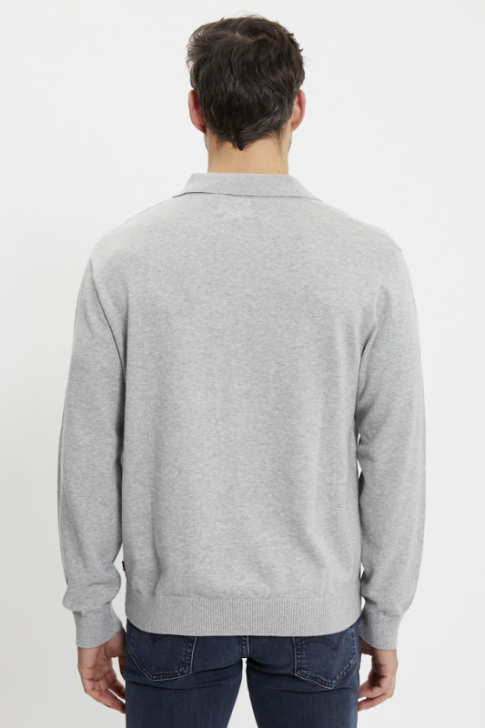 Polo classique manches longues gris