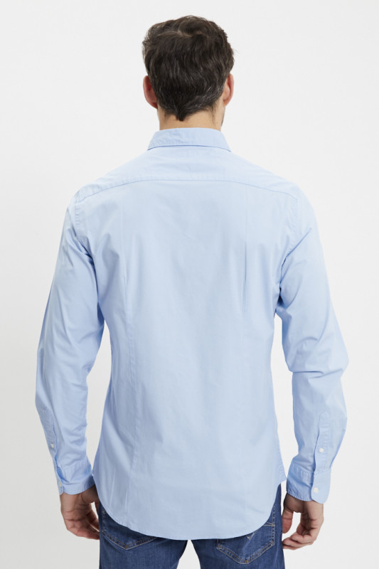Chemise bleu ciel coton mélangé