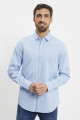 Chemise bleu ciel coton mélangé