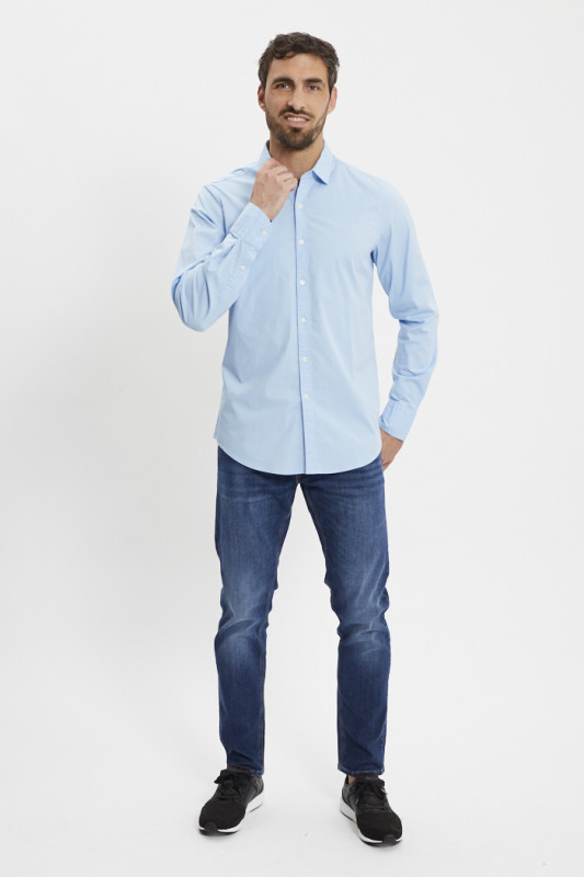 Chemise bleu ciel coton mélangé homme Replay