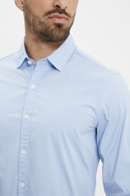 Chemise bleu ciel coton mélangé homme