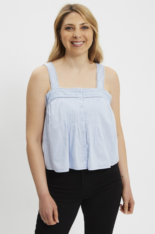 Débardeur blousant Cici bleu kentucky femme