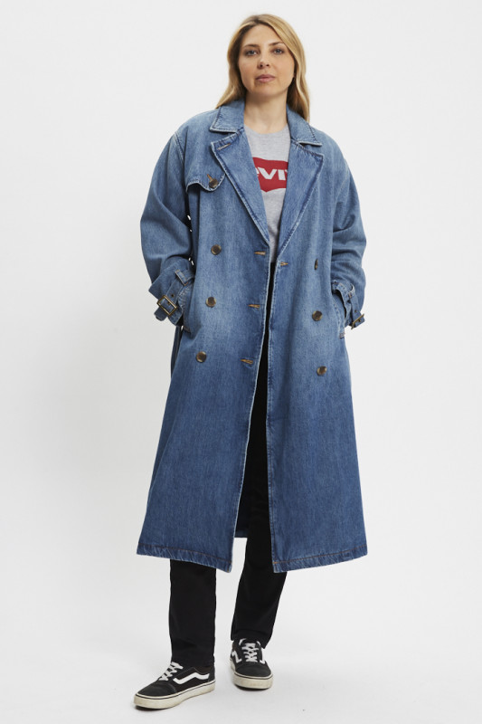 Trench-coat Spade en jean denim indigo femme levi's