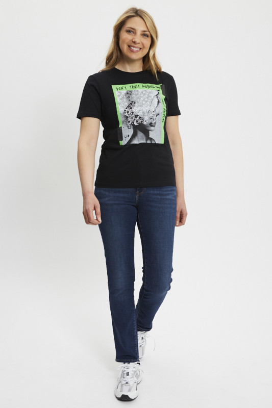 T-shirt graphique noir femme Replay