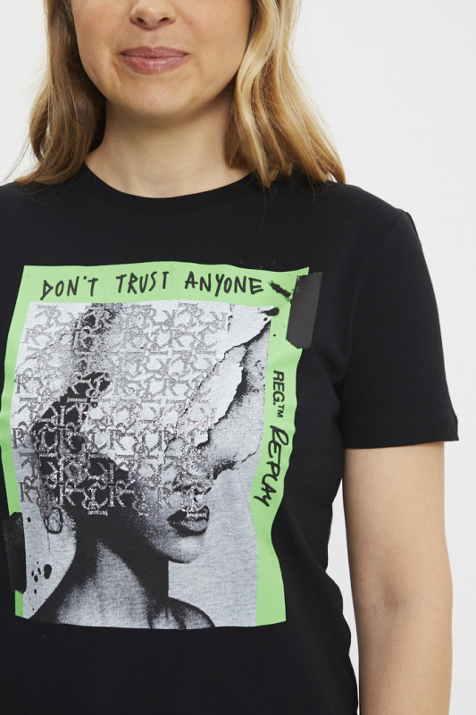 T-shirt graphique noir Replay