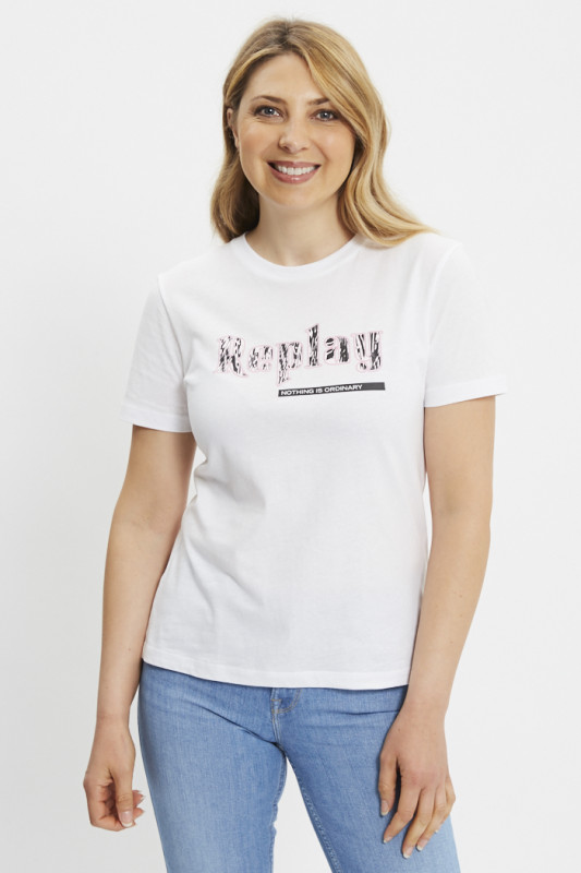 T-shirt graphique blanc en coton femme