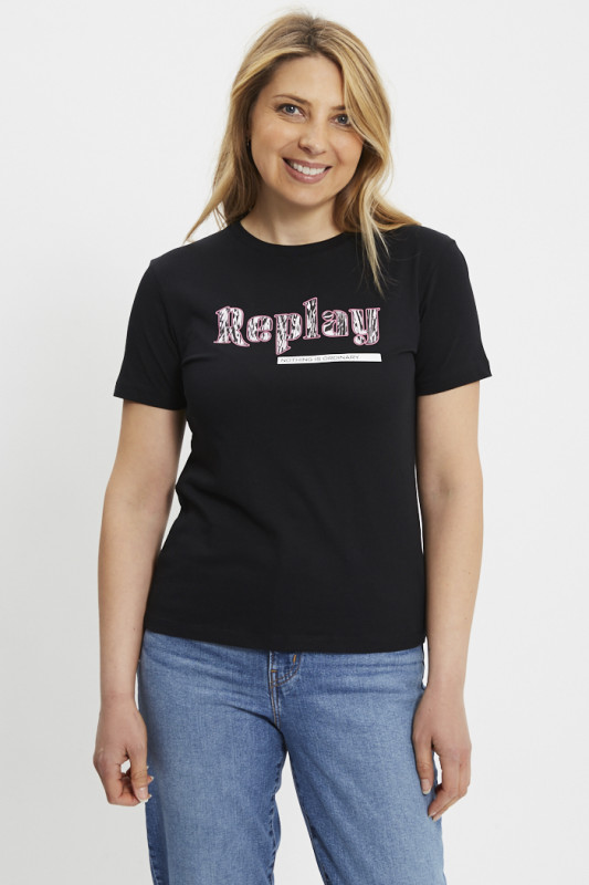 T-shirt graphique noir en coton femme