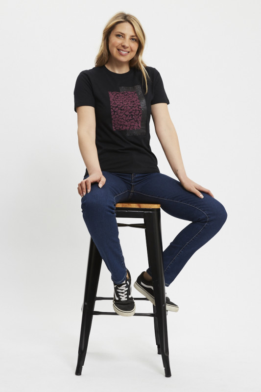 T-shirt Logo graphic noir femme Replay