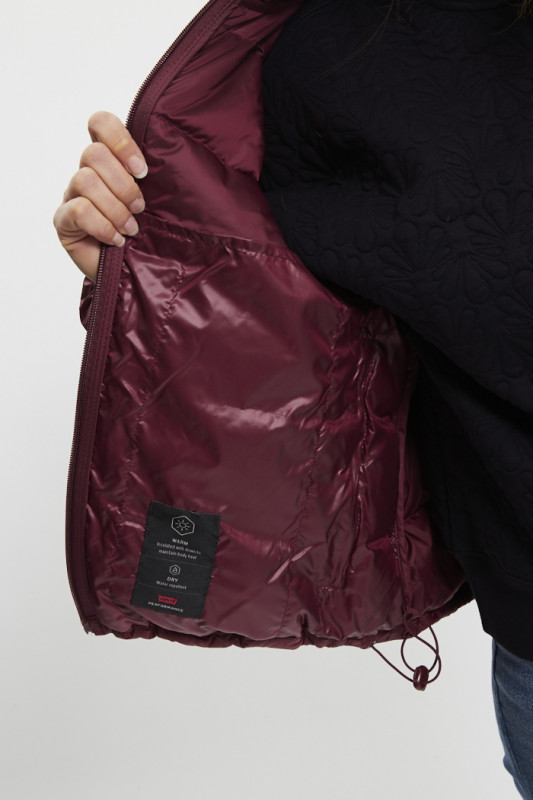 Doudoune matelassée Polly bordeaux femme manches longues