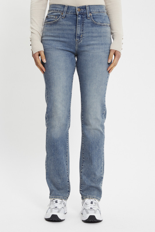 Jeans 724 taille haute bleu délavé femme