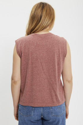 T-shirt Boxy rouge sans manches