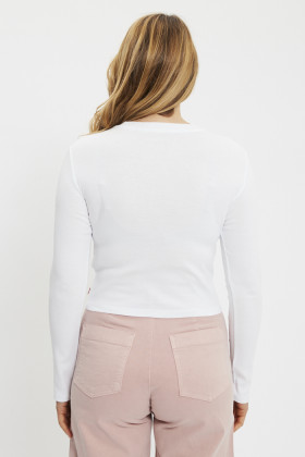 T-shirt graphic iconic manches longues blanc