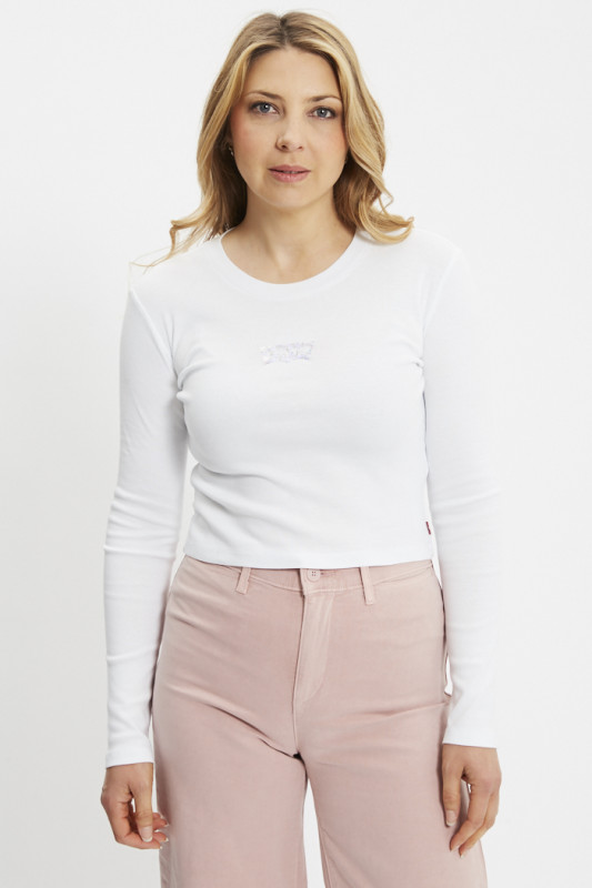 T-shirt graphic iconic manches longues blanc femme