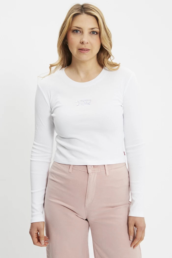 T Shirt femme Levi's ® blanc avec grand logo sportswear devant