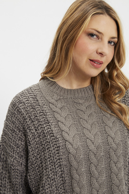 Pull maille torsadée marron noisy may