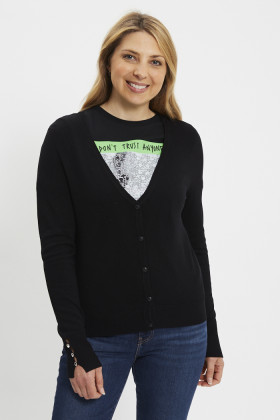 Cardigan Minna en maille noir femme