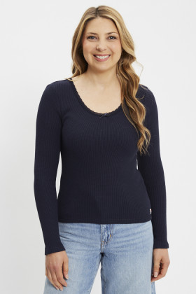 T-shirt Dry Good maille gauffrée bleu marine femme