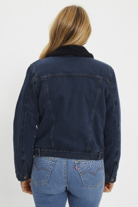 Veste Original sherpa Trucker dark indigo femme