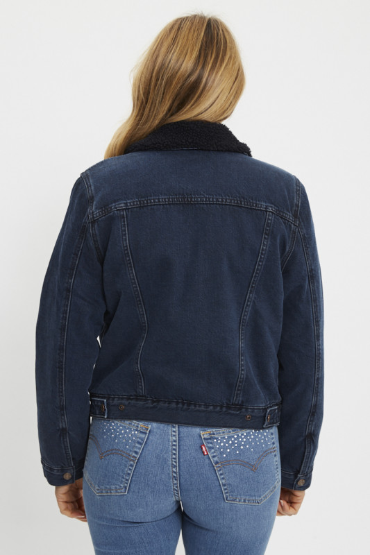 Veste Original sherpa Trucker dark indigo femme