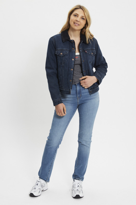 Veste Original sherpa Trucker dark indigo femme levi's