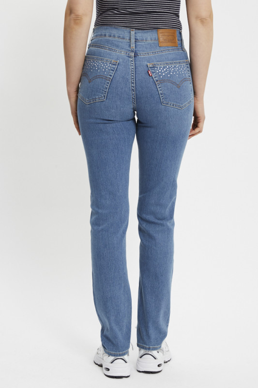 Jeans 724 coupe droite taille haute avec strass