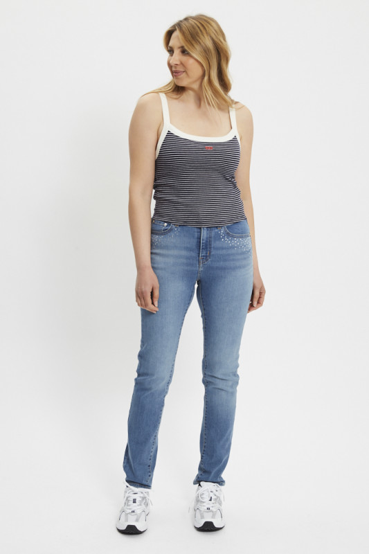 Jeans 724 coupe droite taille haute avec strass femme levi's