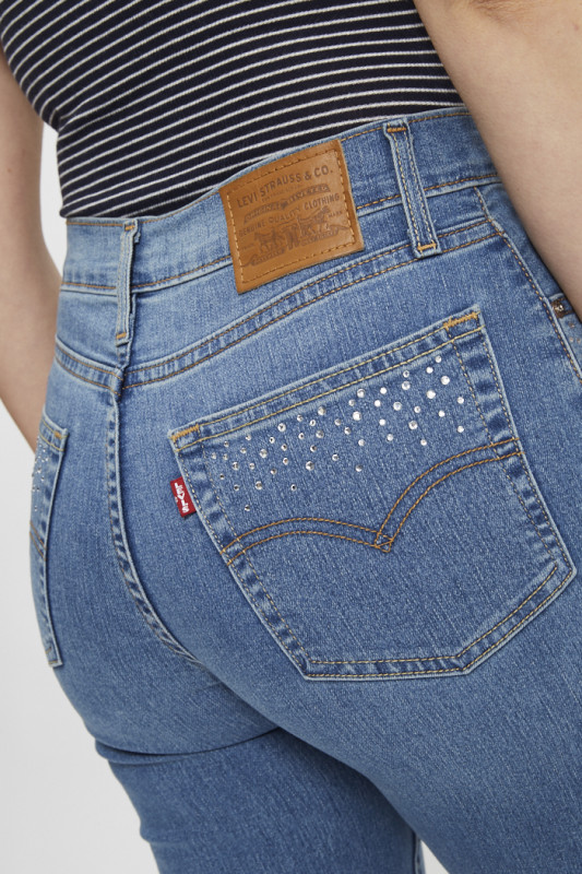 Jeans 724 coupe droite taille haute avec strass levi's