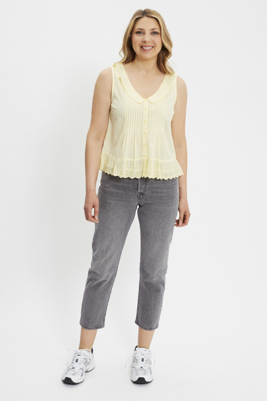 Jeans 501 crop noir denim délavé levi's