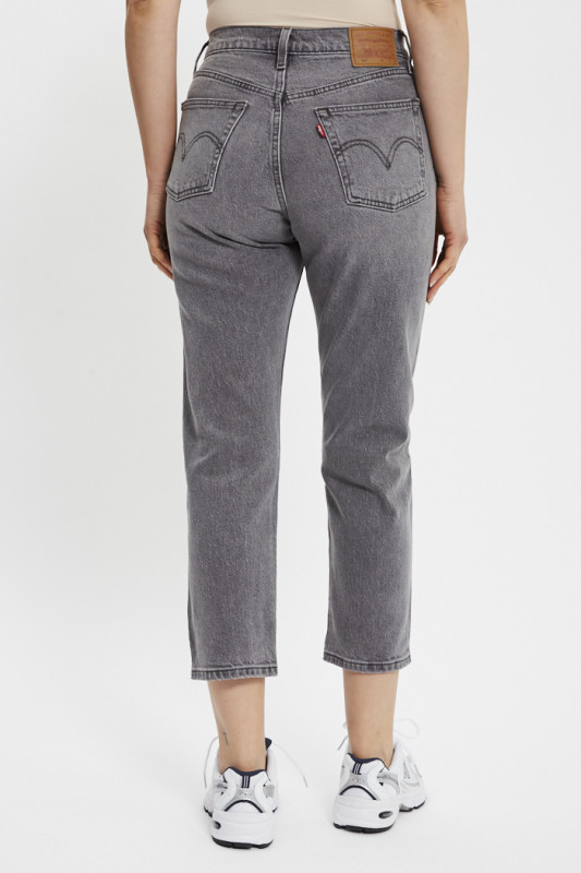 Jeans 501 crop noir denim délavé