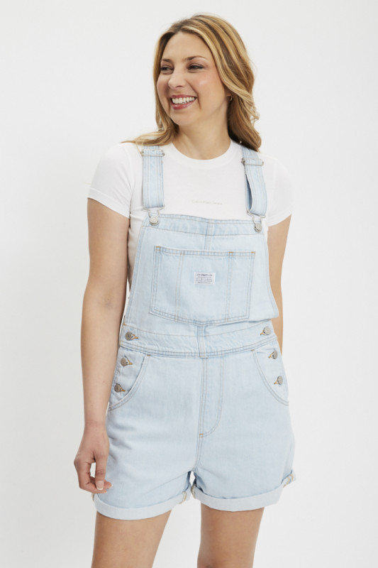 Salopette courte vintage denim délavé