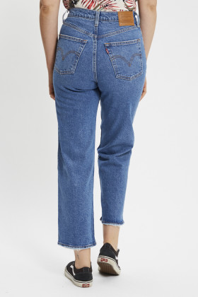 Jeans ribcage coupe droite denim délavé femme