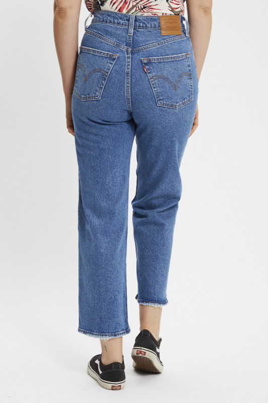 Jeans ribcage coupe droite denim délavé femme