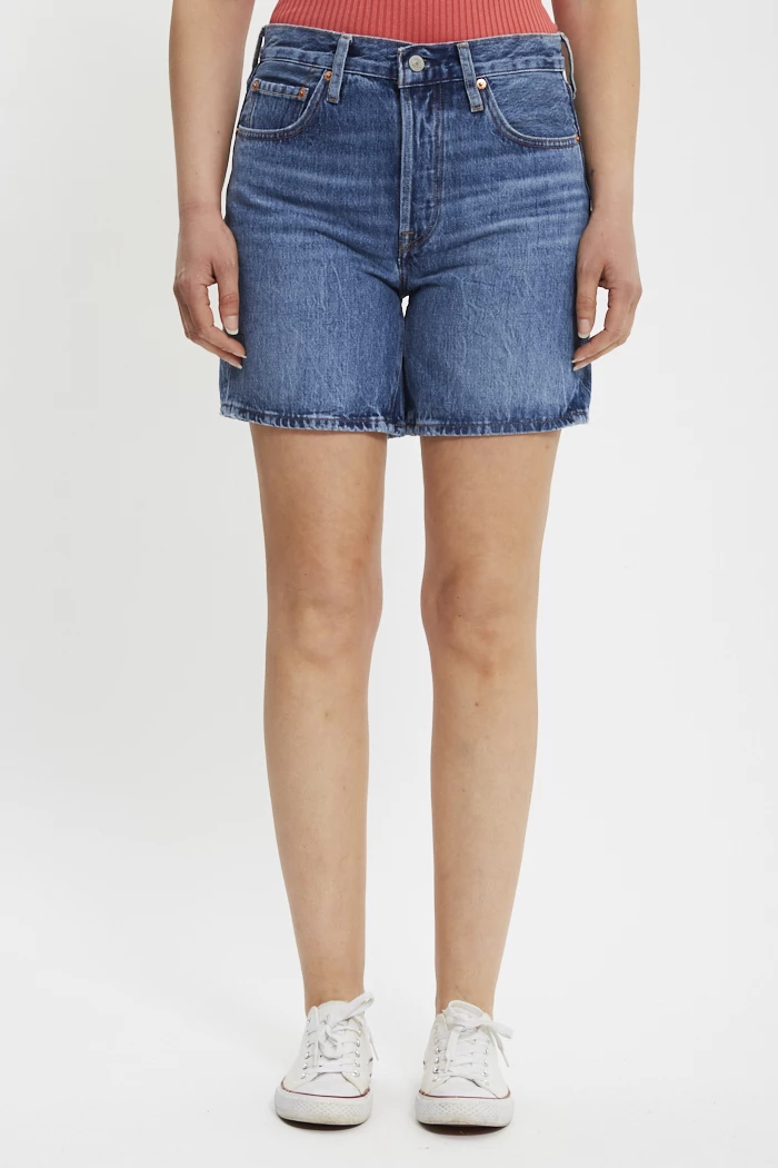 Short 501 mi-cuisse medium indigo femme Levi's Destock Jeans
