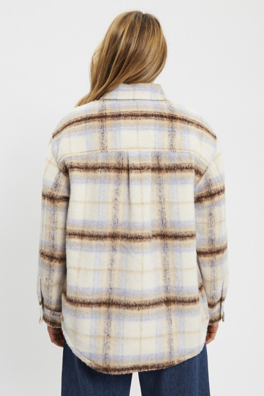 Veste Lola Shacket beige à carreaux