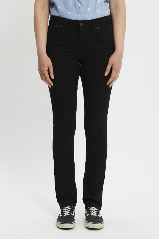 Jeans 712 slim poches passepoilées noir femme