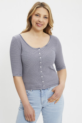 T-shirt Dry Goods maille gaufrée à rayures femme