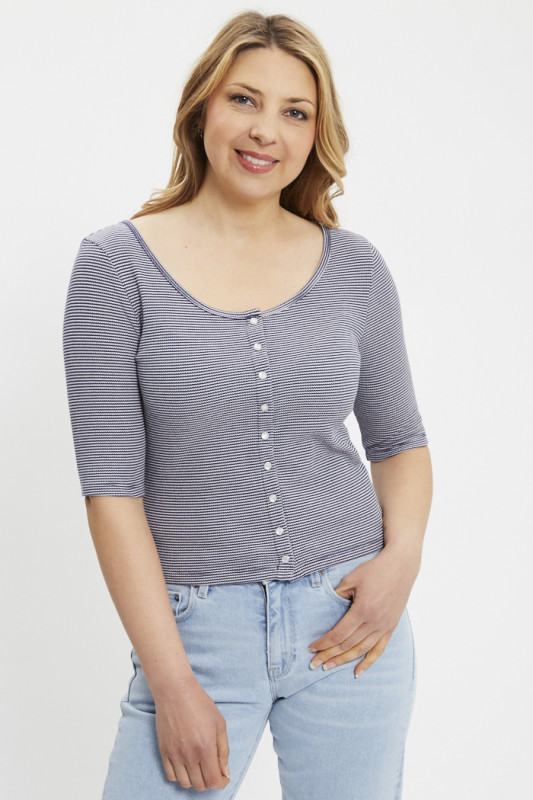 T-shirt Dry Goods maille gaufrée à rayures femme