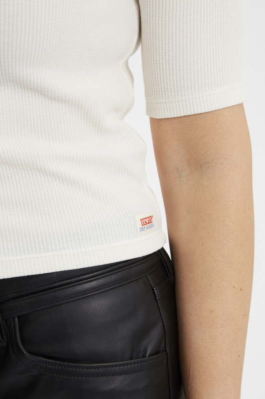 T-shirt Dy Goods slim maille gaufrée blanc femme levi's