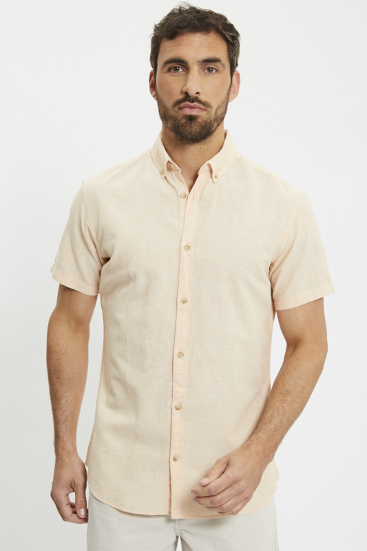 Chemisette lin & coton rose homme