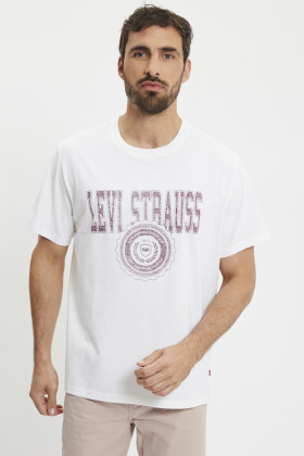 T-shirt imprimé blanc coupe ample homme