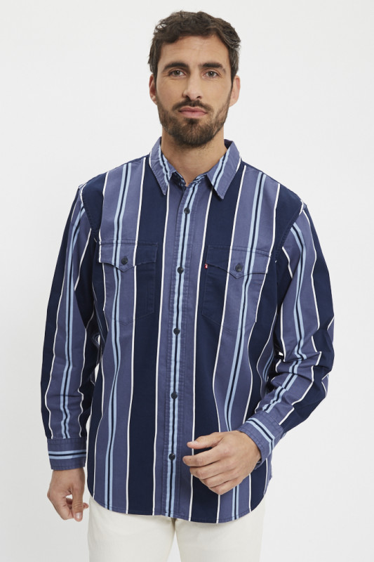 Chemise western Caron bleue à rayures