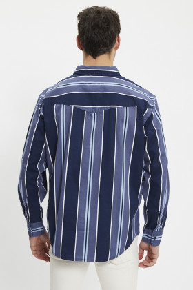 Chemise western Caron bleue à rayures homme