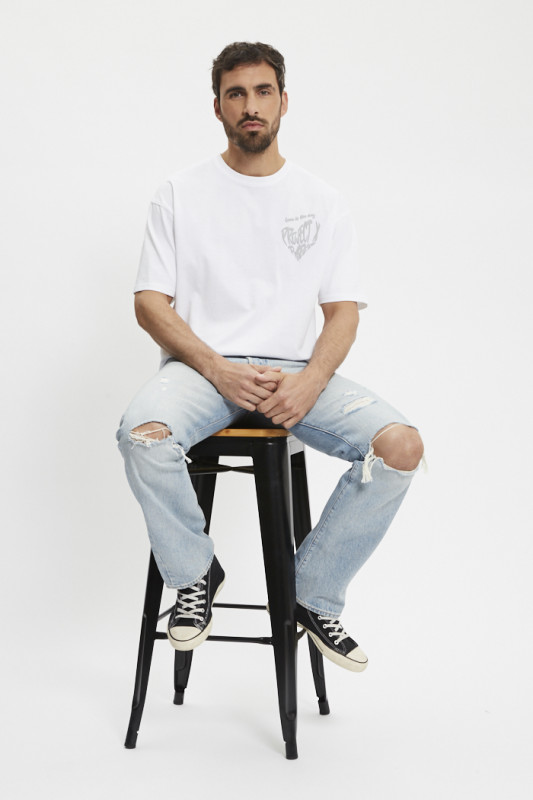 Jeans 501 Original med indigo effet usé homme