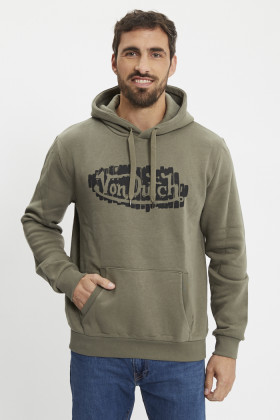 Sweat à capuche vert kaki homme