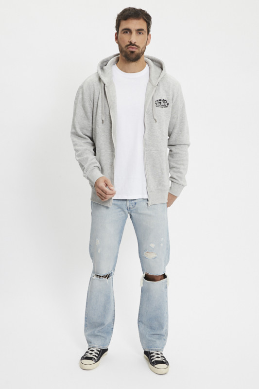 Sweat à capuche zippé gris