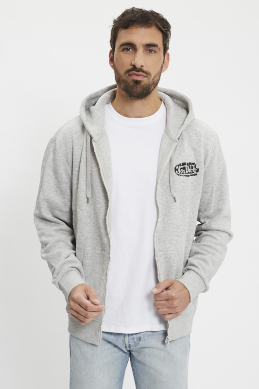 Sweat à capuche zippé gris homme